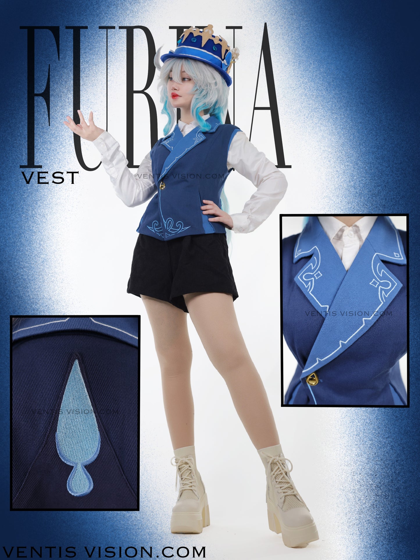 Furina Vest Preorder (Ocean Blue)