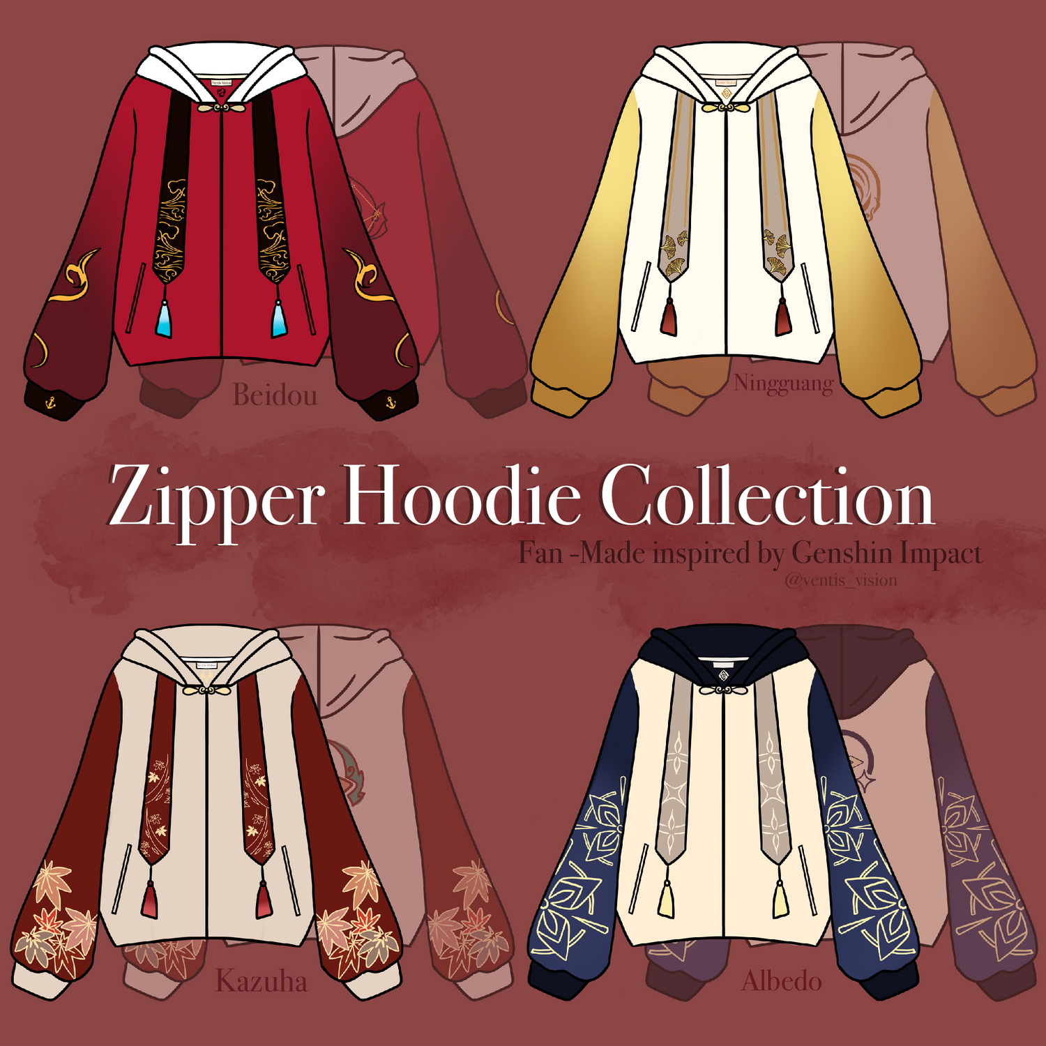 Genshin Impact Zipper Hoodie Collection