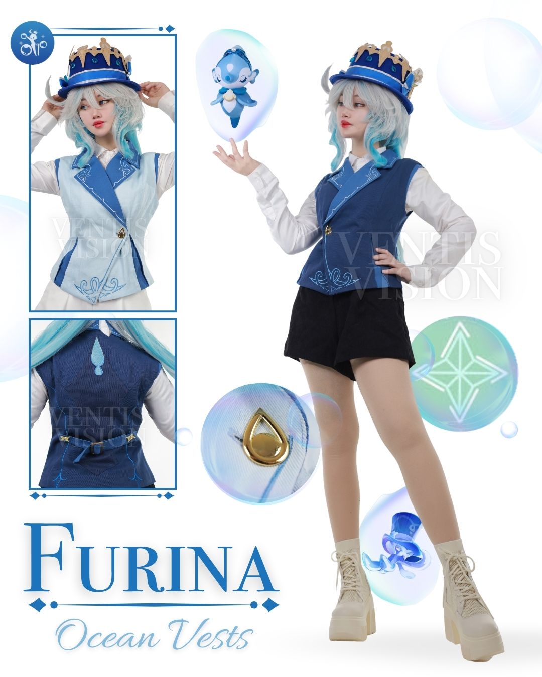 Furina Vest Preorder (Ocean Blue)