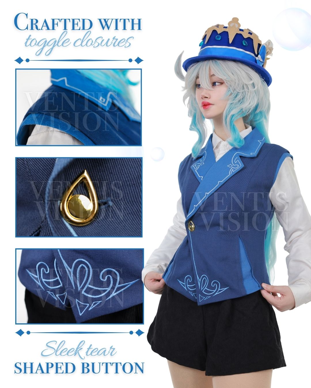 Furina Vest Preorder (Ocean Blue)