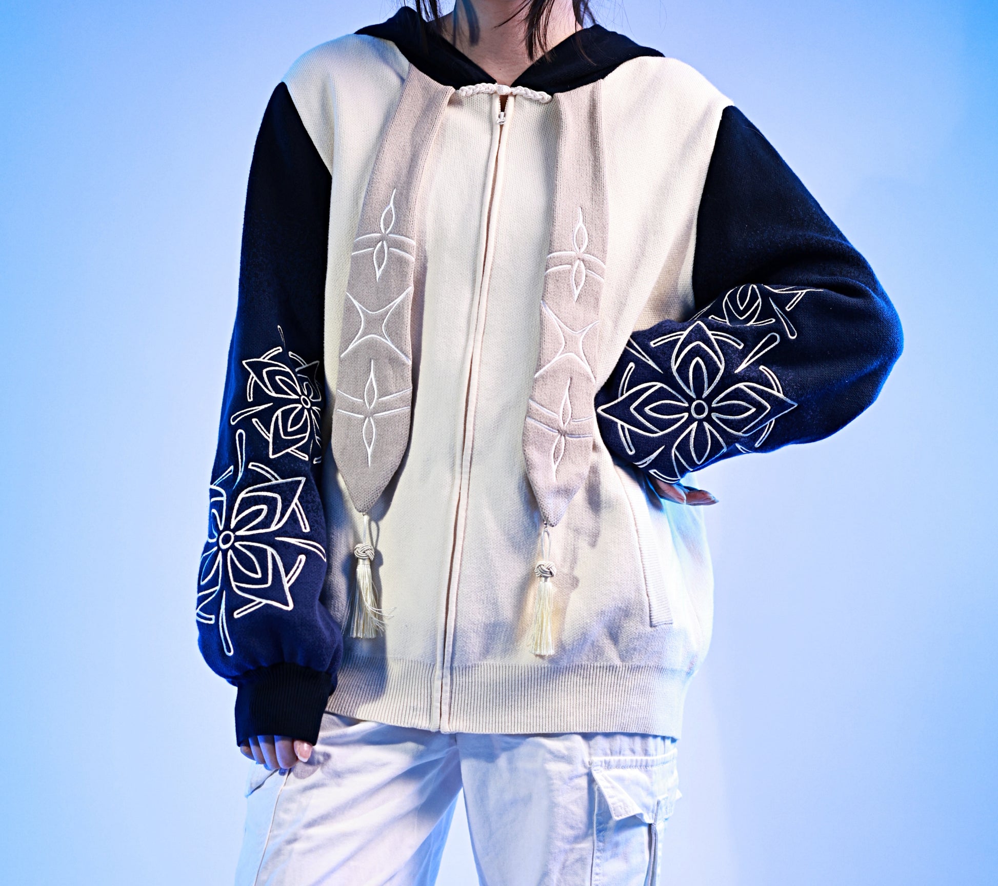 Genshin Impact Albedo Zipper Hoodie Jacket with tassels